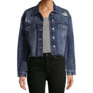 No Boundaries Women's Dark Denim Jean Jacket